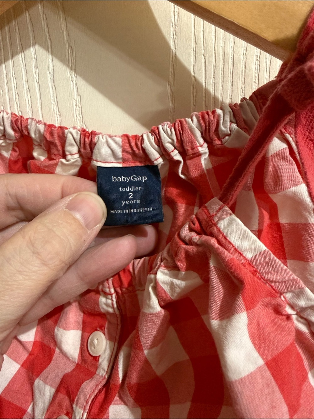 GAP Red & White Gingham Tie-Shoulder Bubble Romper - Picture 5 of 6